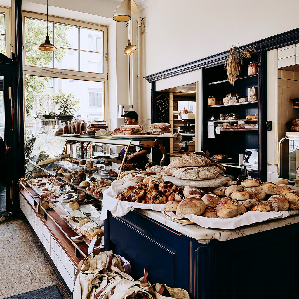 Branded QR code touchpoint for a bakery counter