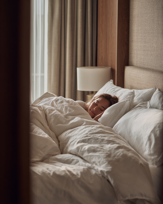 Hotelgast schläft im Hotelzimmer