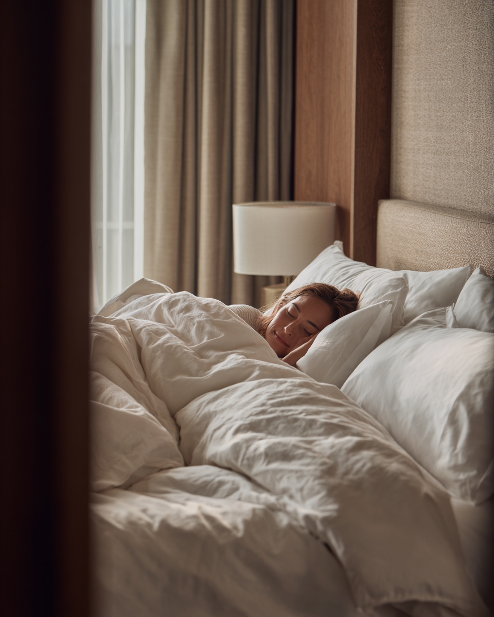 Hotelgast schläft im Hotelzimmer