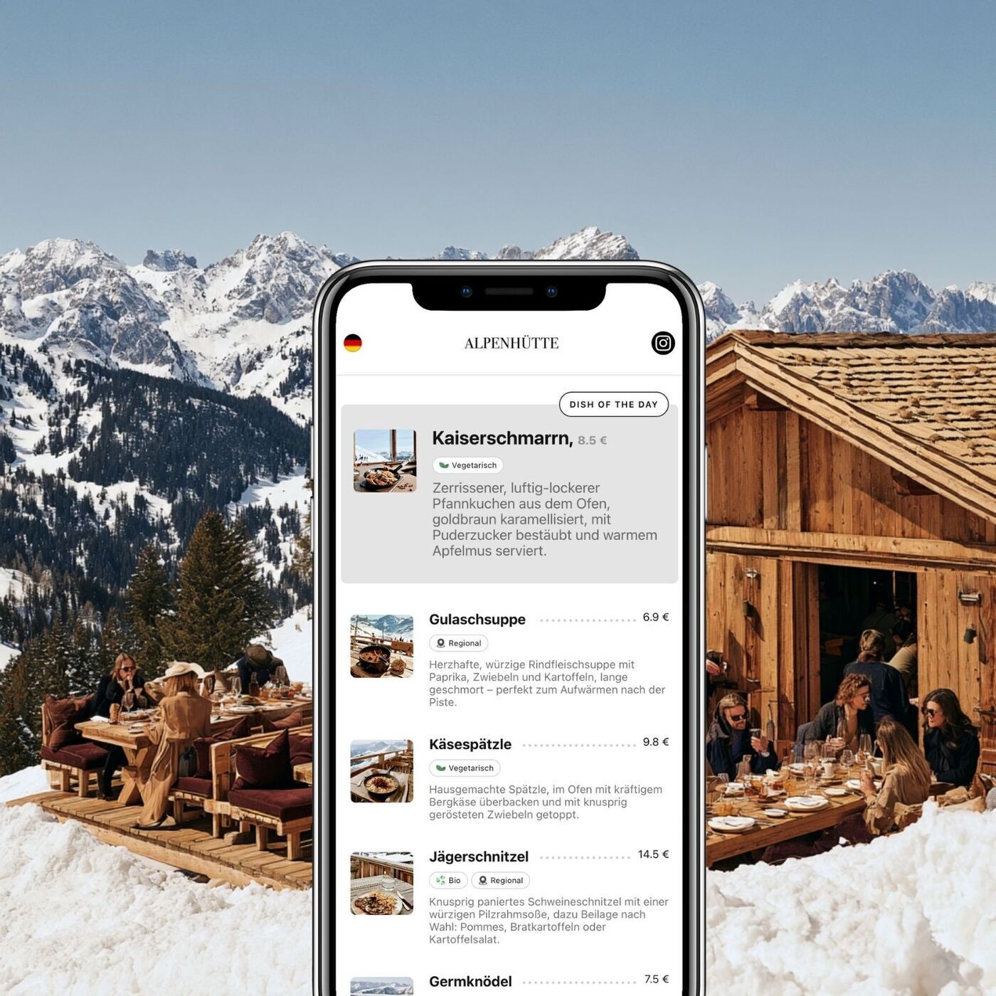 Digital daily specials for ski huts