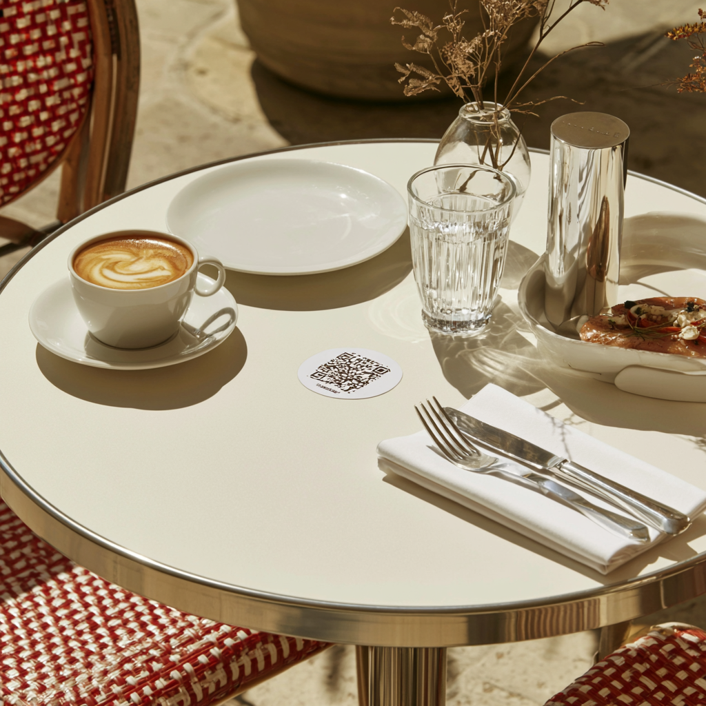 QR Code auf einem Tisch in einem Restaurant