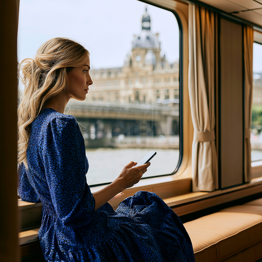 Passagier mit Smartphone