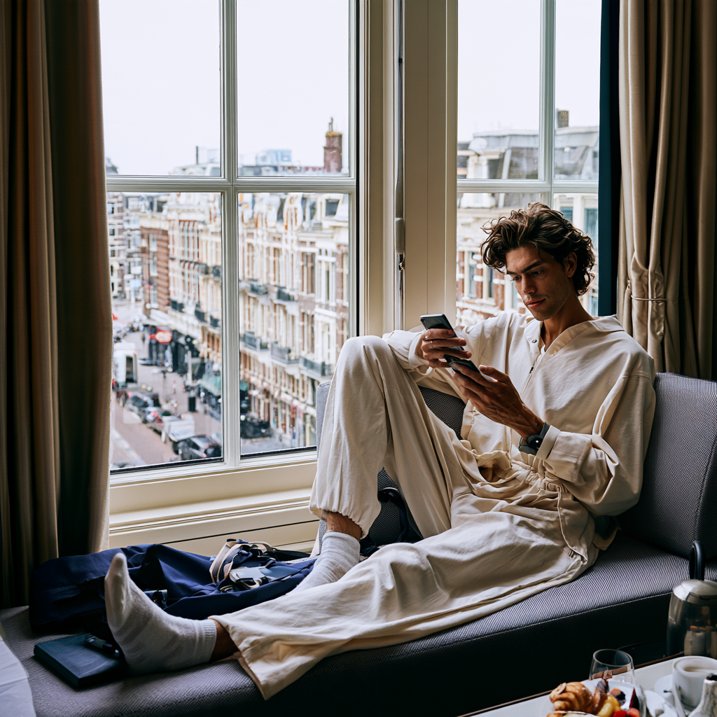 Hotelgast im Hotelzimmer