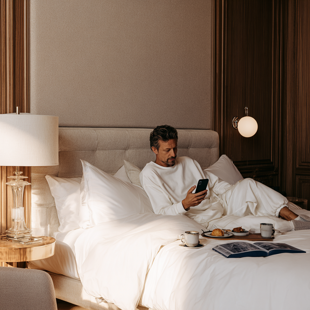 Hotelgast im Hotelzimmer