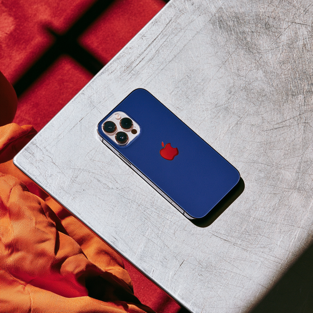 iPhone auf einer Edelstahlplatte