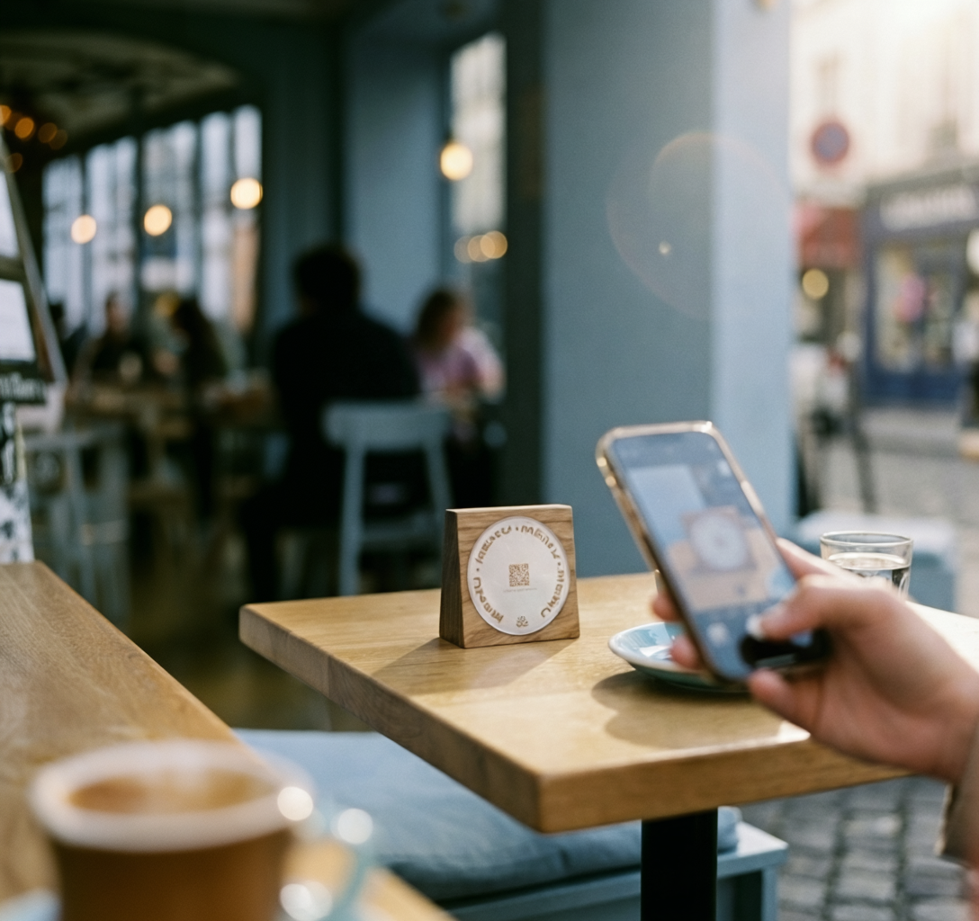 QR code display stand for restaurants