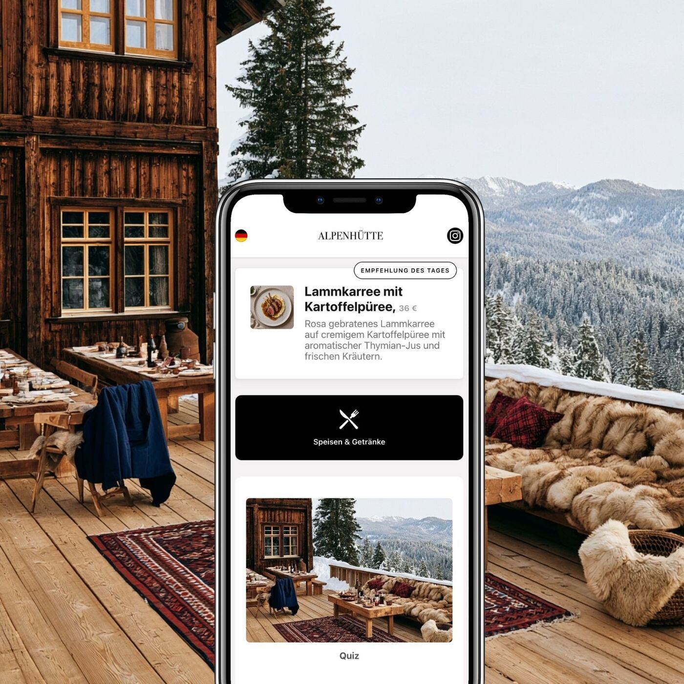 Digital drink specials for a ski hut
