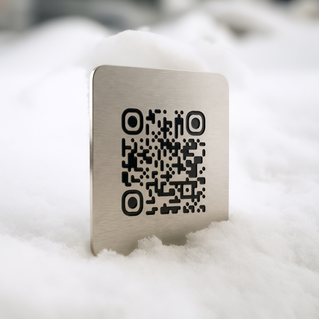 Edelstahl-QR-Code Aufkleber mit Lasergravur