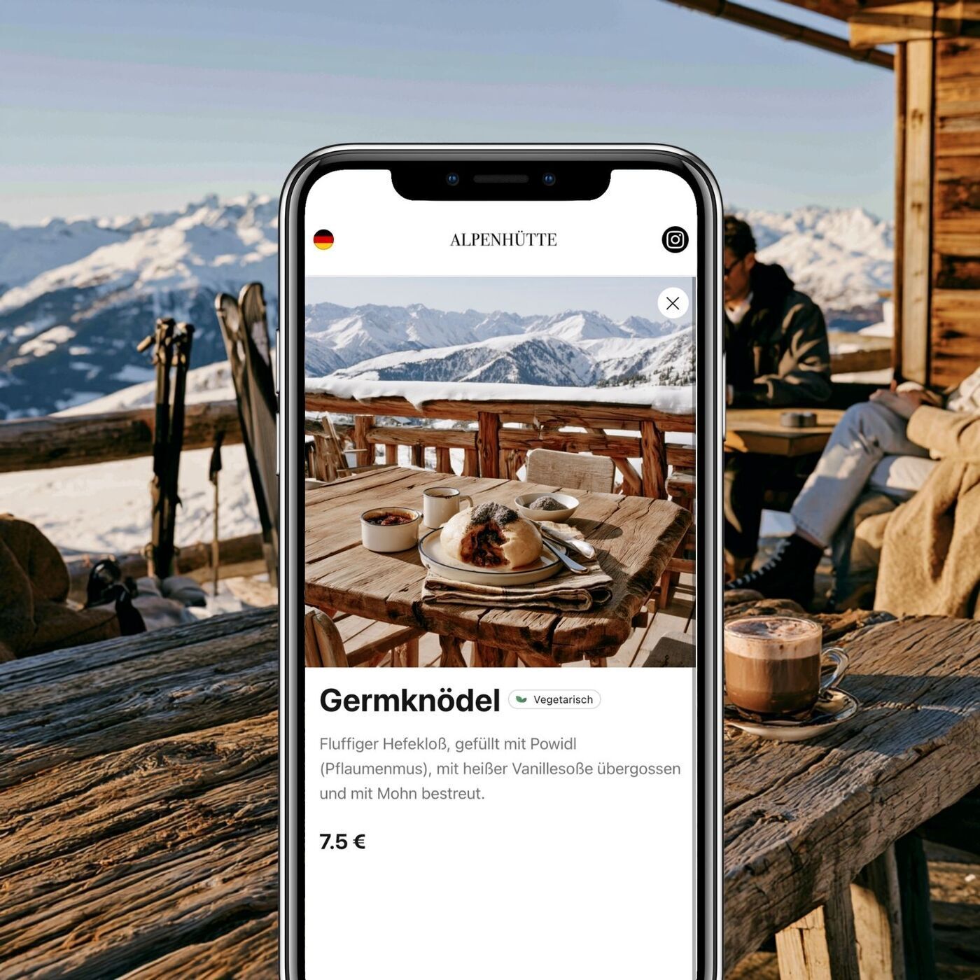 Multilingual menu for ski huts