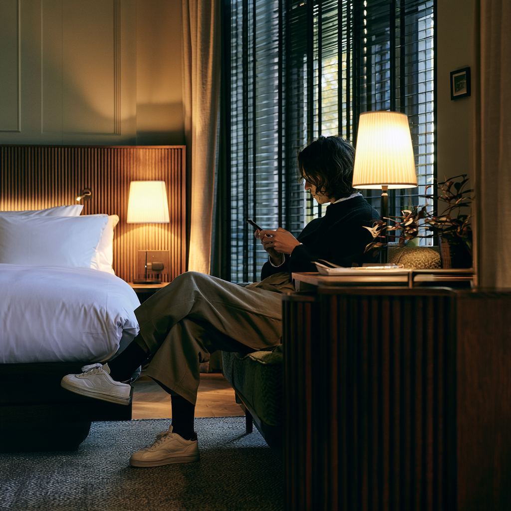 Hotelgast im Hotelzimmer