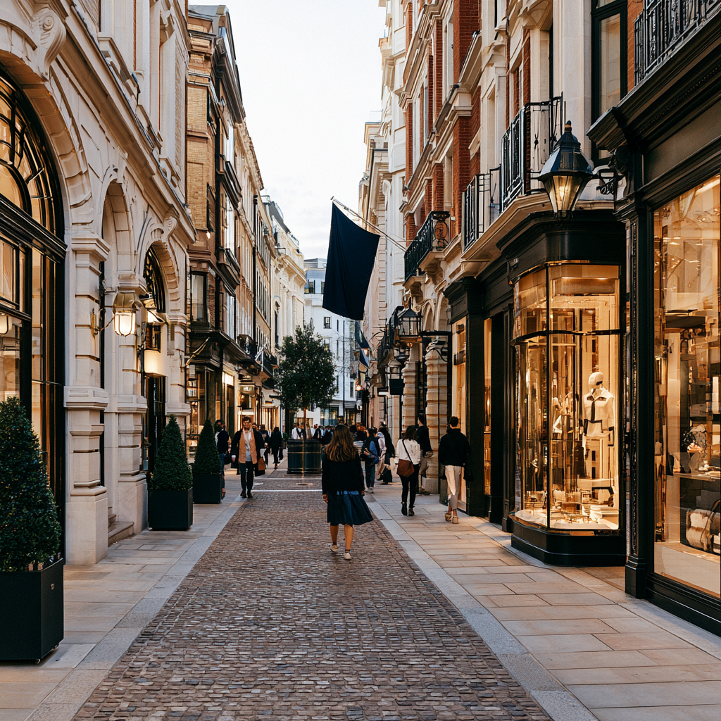 Eine luxuriöse Einkaufsstraße in Frankreich