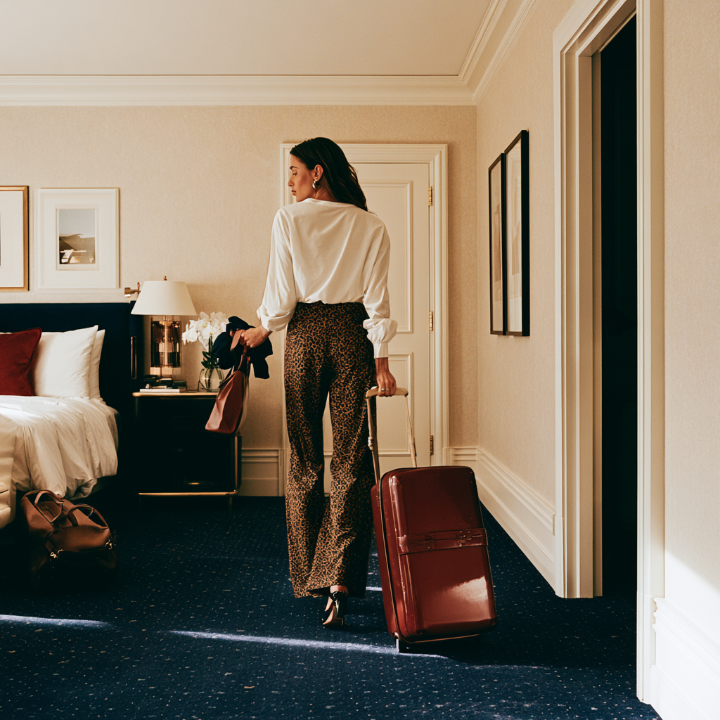 Hotelgast kommt im Hotelzimmer an